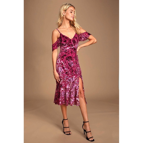 LuLus Burnout Floral Print Midi Dres XS - Picture 6 of 7